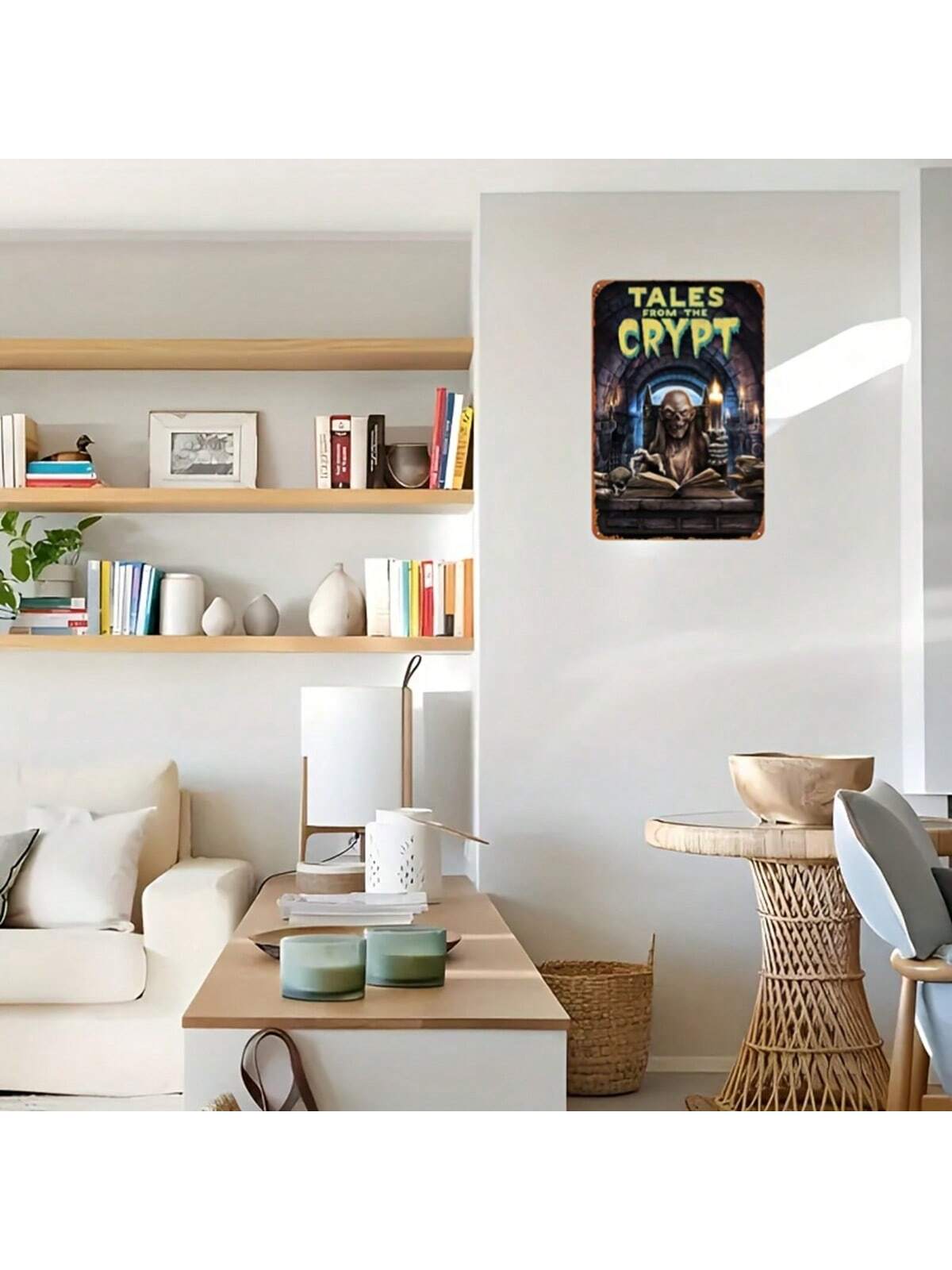 Cartel decorativo metálico vintage de “Cuentos de la Cripta” - Imagen 3