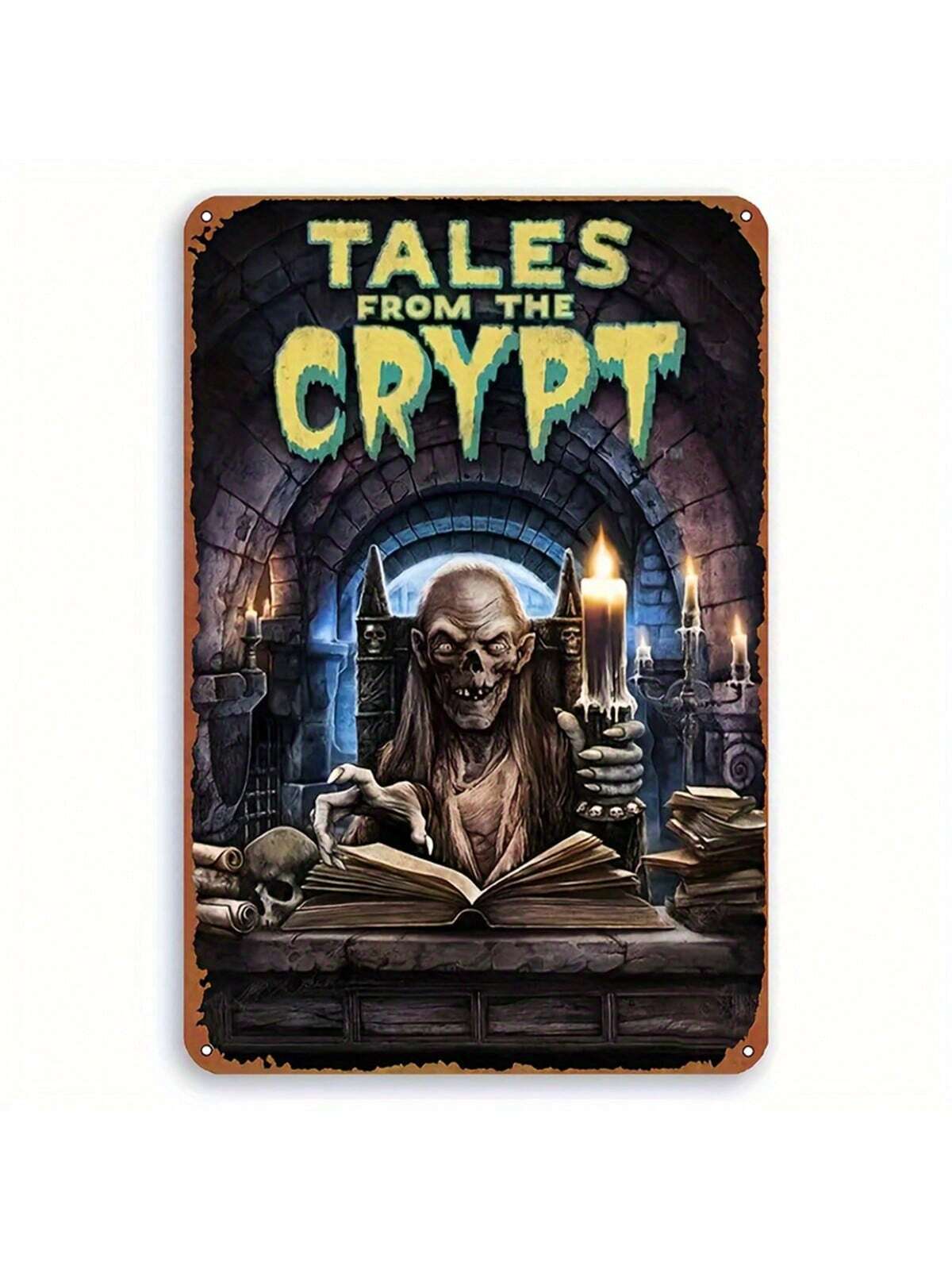 Cartel decorativo metálico vintage de “Cuentos de la Cripta”