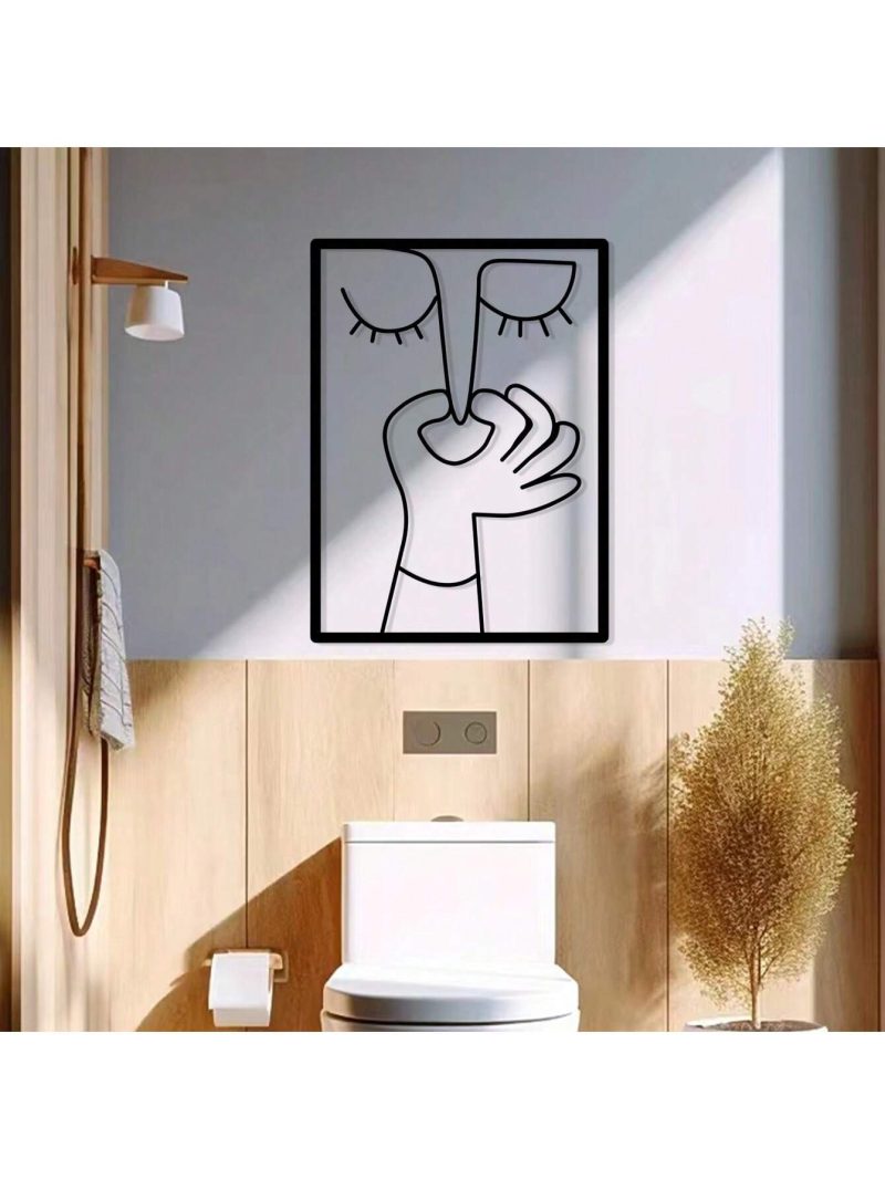 Cuadro decorativo minimalista en diseño metálico para baño