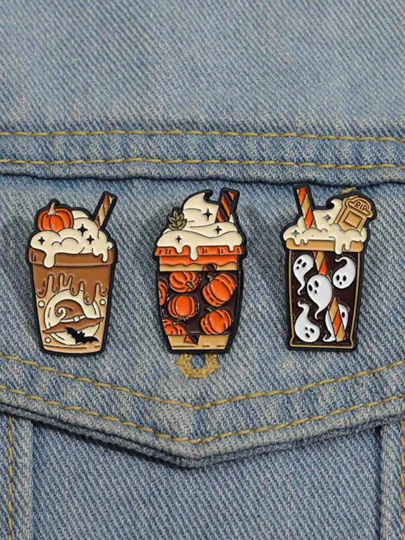Pin esmaltado y colorido con diseño de vaso de frappé