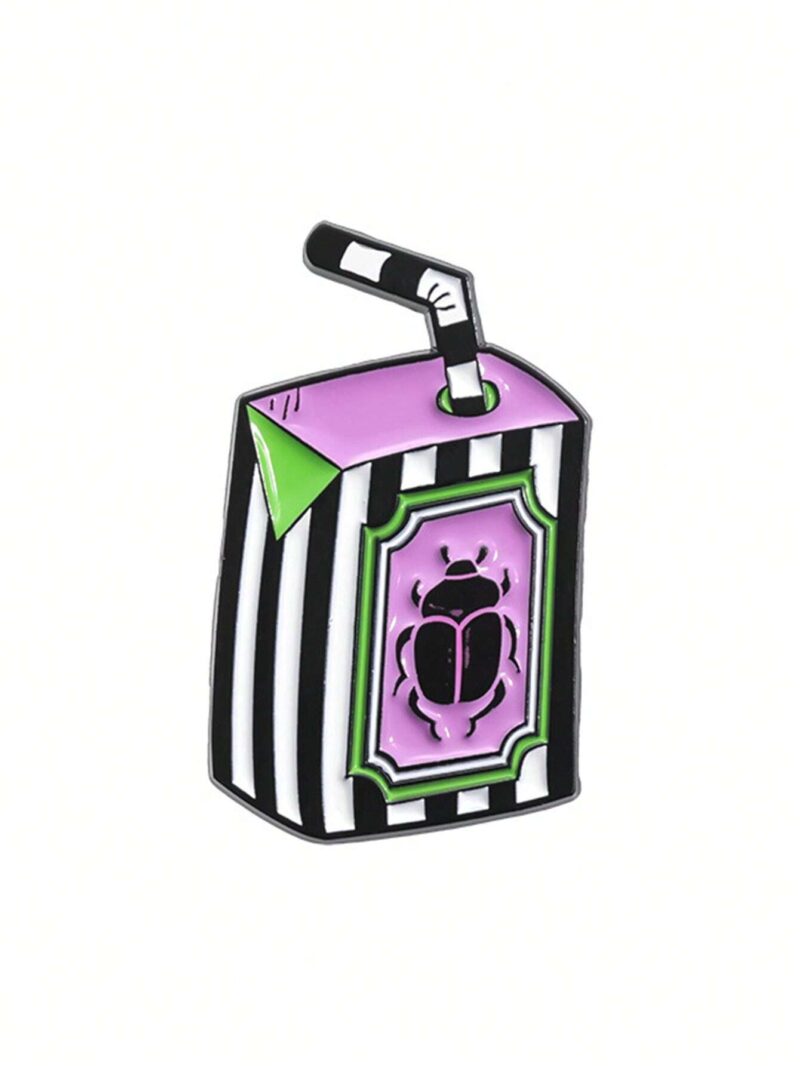 Pin metálico con diseño de juguito tetrabrick inspirado en Beetlejuice